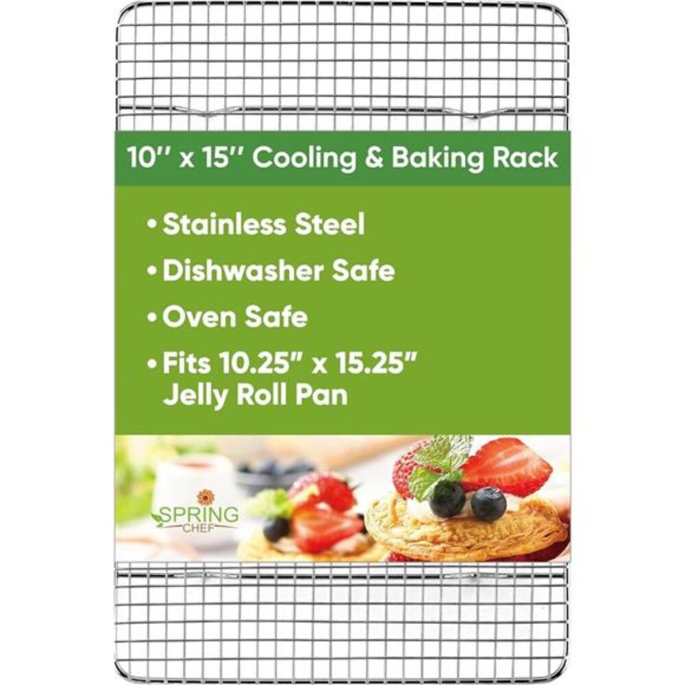 Spring Chef 10 x 15 Inch Stainless Steel Cooling Rack for Cooking & Baking -